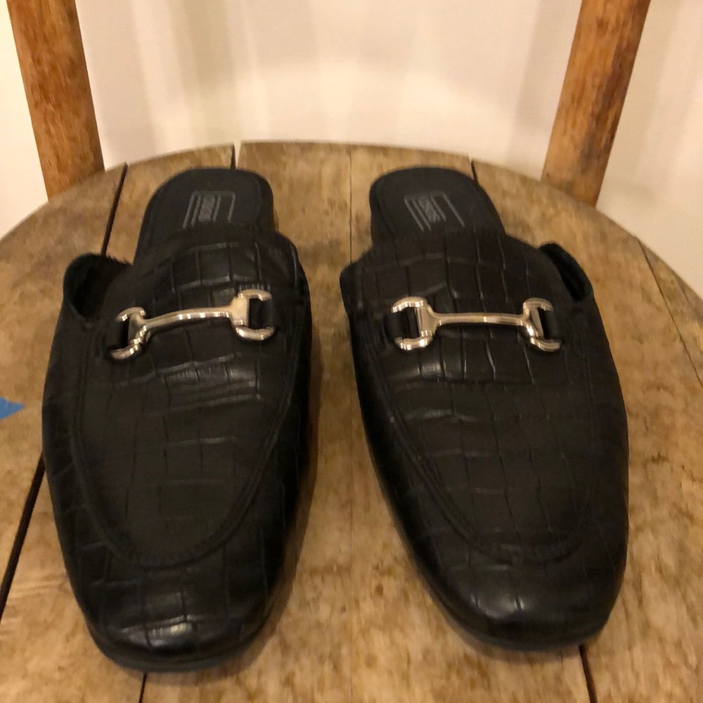 Black backless loafers men’s mules